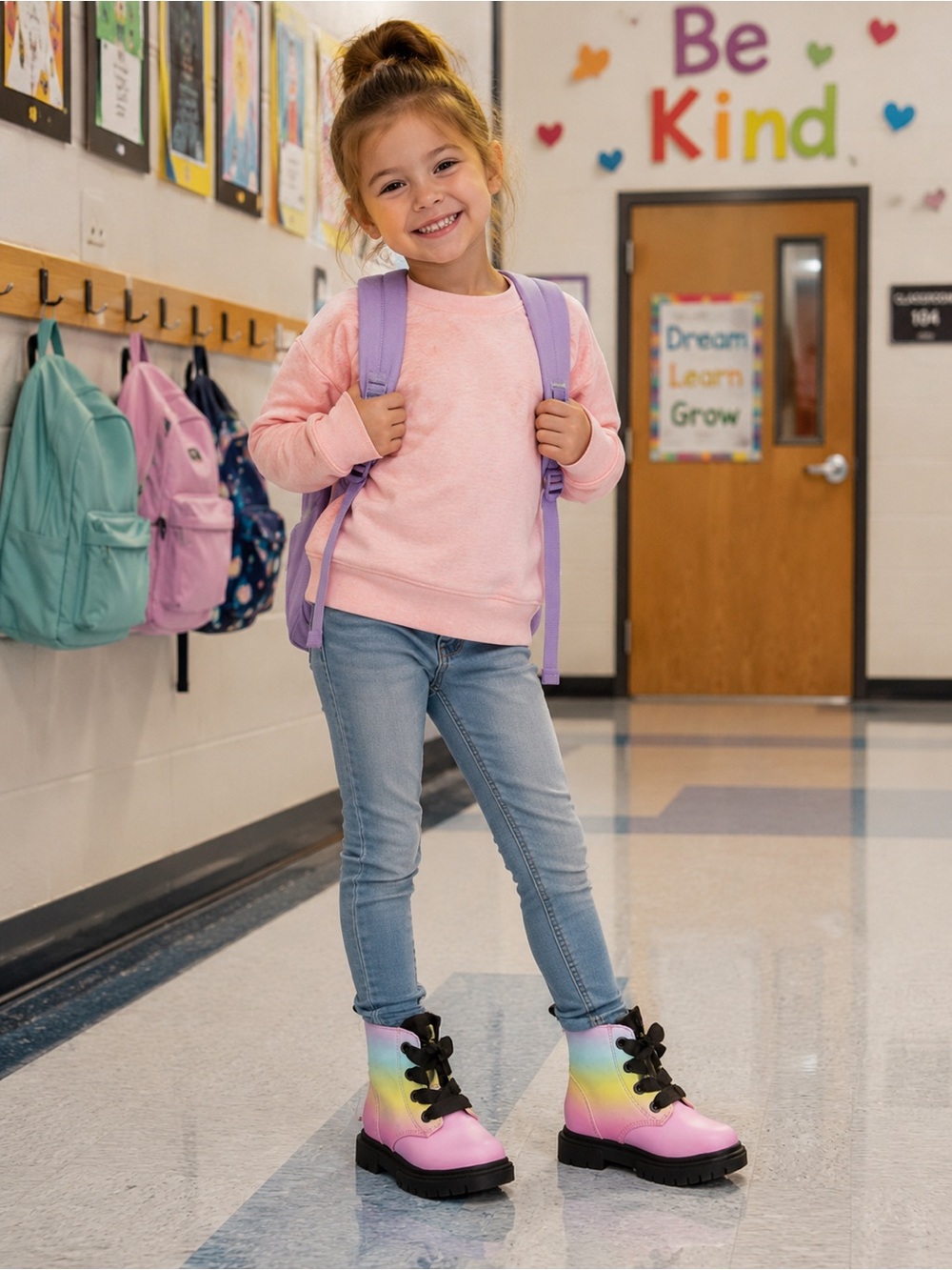 Cat & Jack pink rainbow boots little kids size 5